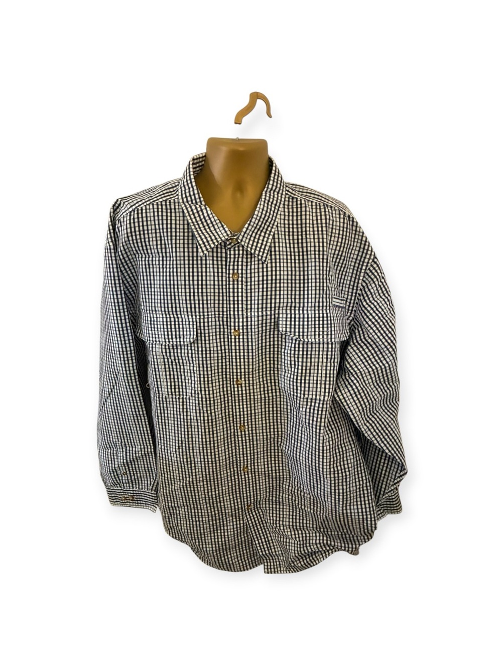 Tallwoods Element Wear Fishing Utility Shirt Long Sleeve Gingham Plaid XXXXL